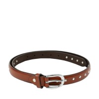 Curea piele naturala maro cu strasuri CF070