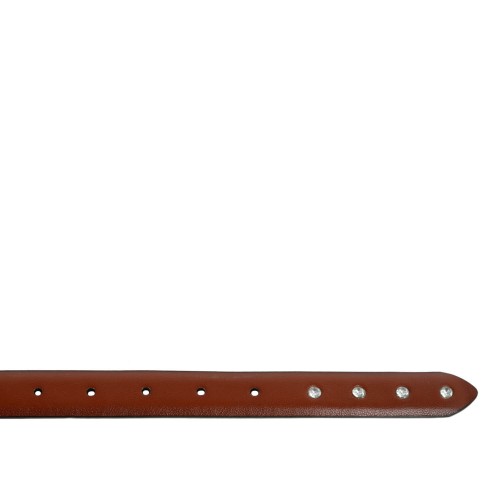 Curea piele naturala maro cu strasuri CF070
