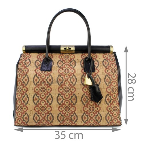 Geanta piele neagra/ motive traditionale populare GF846