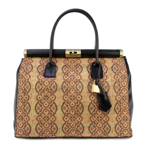 Geanta piele neagra/ motive traditionale populare GF846