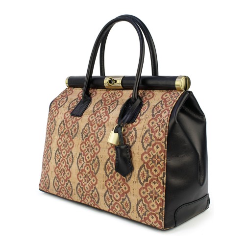 Geanta piele neagra/ motive traditionale populare GF846