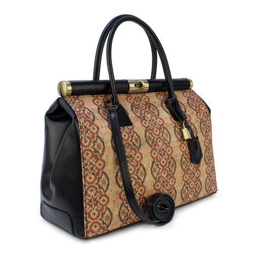 Geanta piele neagra/ motive traditionale populare GF846