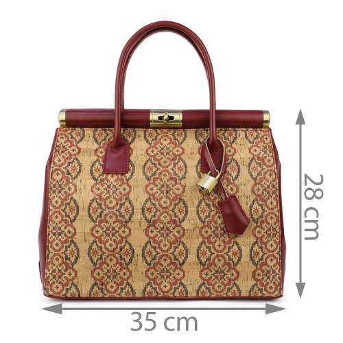 Geanta piele grena/ motive traditionale populare GF848