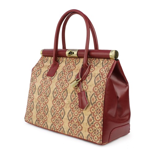 Geanta piele grena/ motive traditionale populare GF848