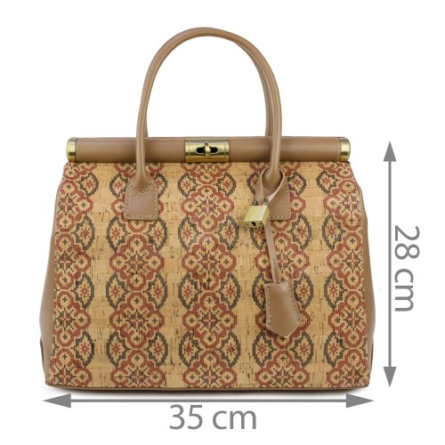 Geanta piele bej/ motive traditionale populare GF849