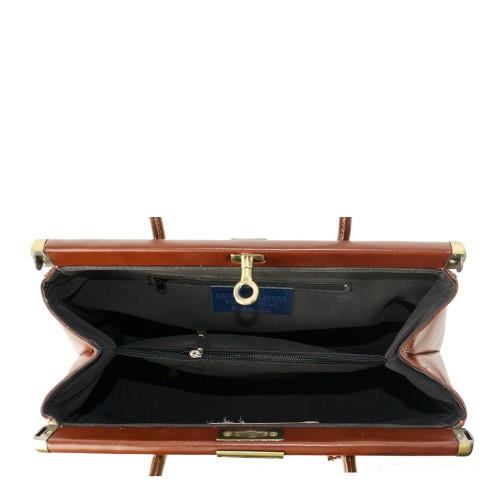 Geanta piele maro/ motive traditionale romanesti GF852