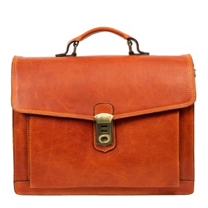 Geanta piele maro oranj GB175