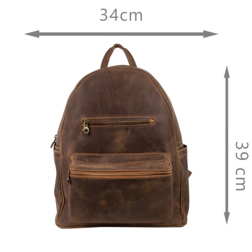 Rucsac piele naturala maro-nabuc GB260