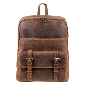 Rucsac piele naturala maro-nabuc GB263