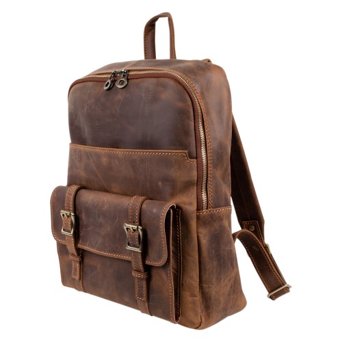 Rucsac piele naturala maro-nabuc GB263