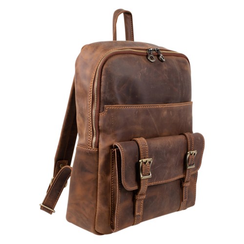 Rucsac piele naturala maro-nabuc GB263