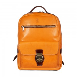 Rucsac piele naturala oranj/maro GB264