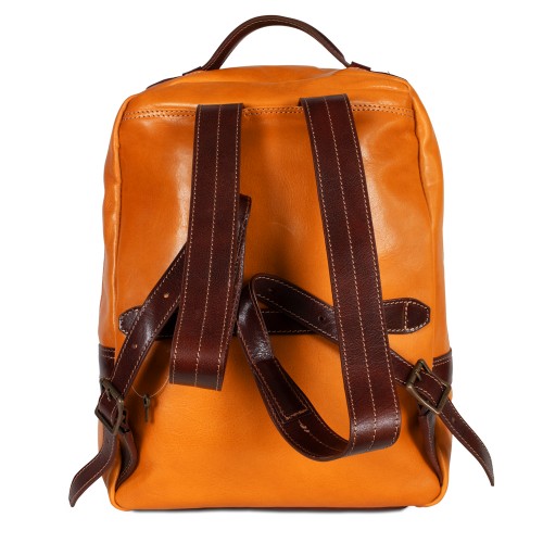 Rucsac piele naturala oranj/maro GB264