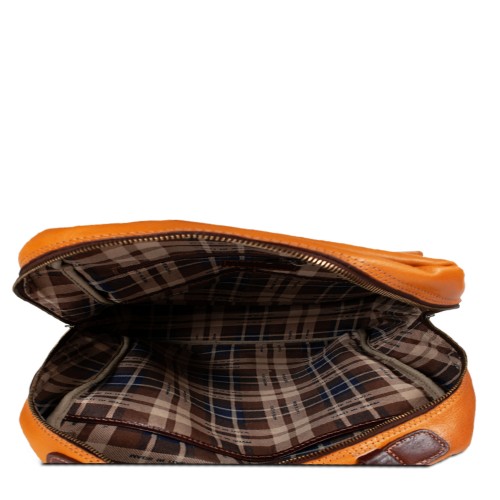 Rucsac piele naturala oranj/maro GB264