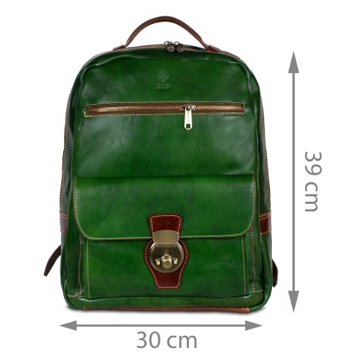 Rucsac piele naturala verde/maro GB265