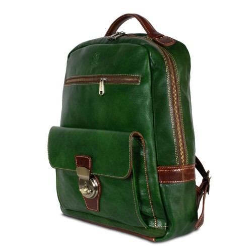Rucsac piele naturala verde/maro GB265