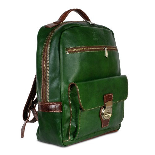 Rucsac piele naturala verde/maro GB265