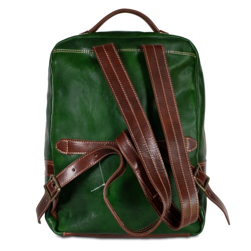 Rucsac piele naturala verde/maro GB265