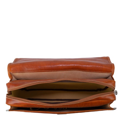 Geanta piele naturala maro ocru GB136