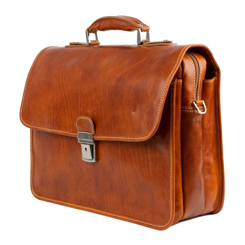 Geanta piele naturala maro ocru GB136
