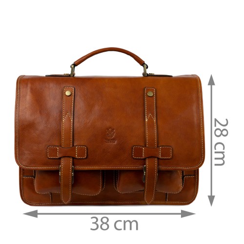 Geanta piele maro ocru tip servieta GB137