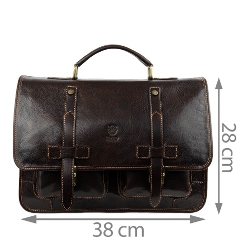Geanta piele maro inchis tip servieta GB138