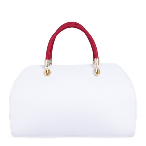 Geanta piele alb/ rosu GF001