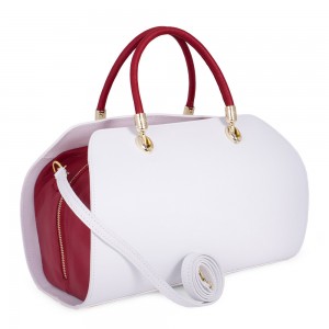 Geanta piele alb/ rosu GF001