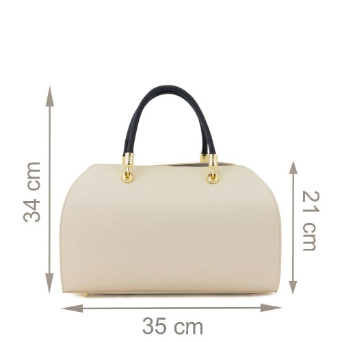 Geanta piele bej cu brun GF002