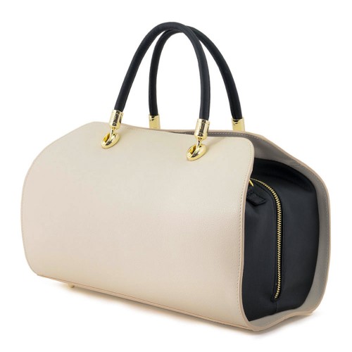 Geanta piele bej cu brun GF002