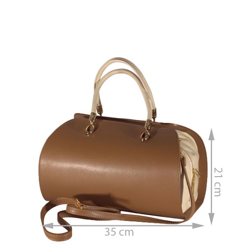 Geanta piele bej cu maro GF004