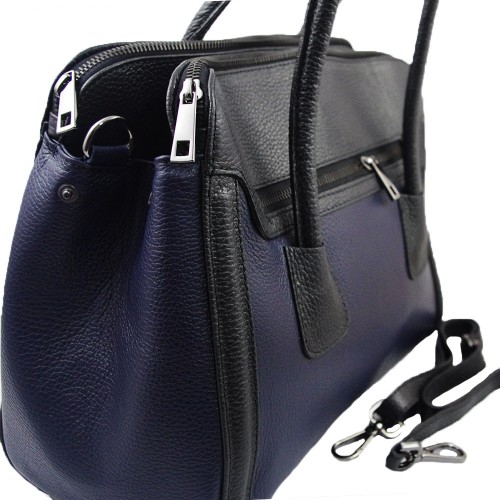 Geanta piele negru / bleumarin GF026