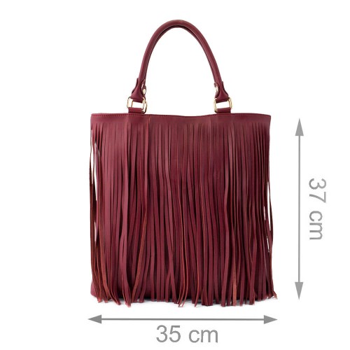 Geanta piele marsala cu franjuri GF056