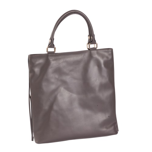 Geanta piele gri cu franjuri GF057
