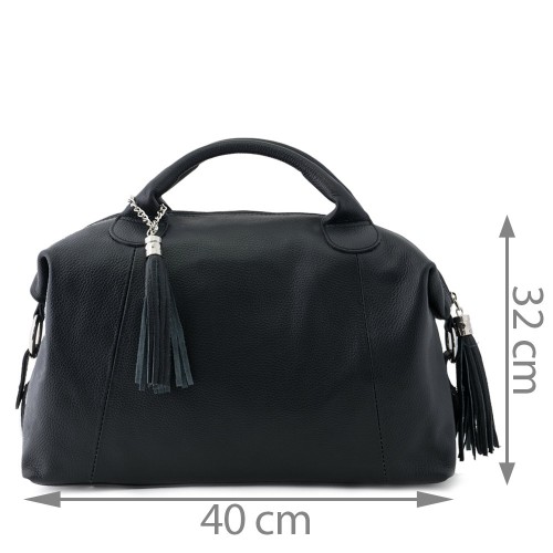 Geanta piele neagra cu ciucuri GF060