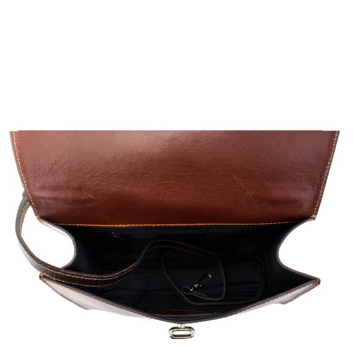 Geanta piele crem/ maro GF064