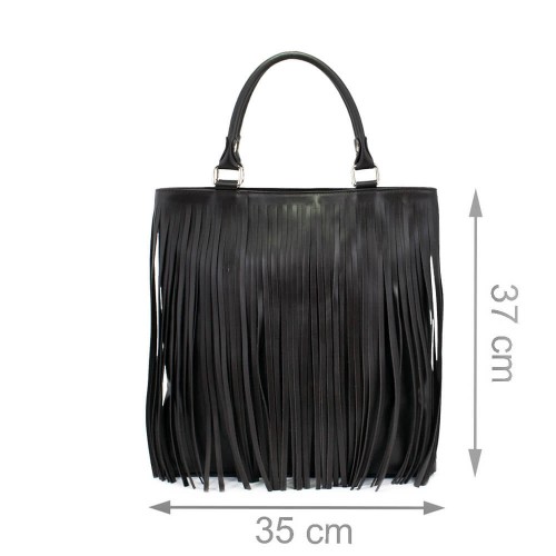 Geanta piele maro inchis cu franjuri GF069