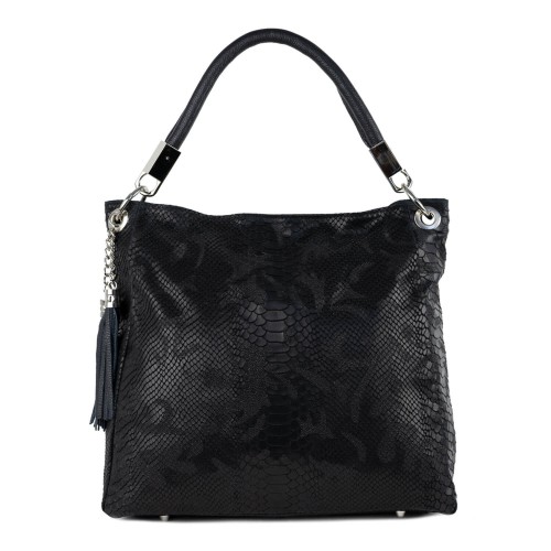 Geanta piele neagra cu imprimeu GF072