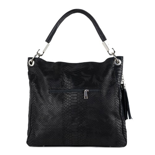 Geanta piele neagra cu imprimeu GF072