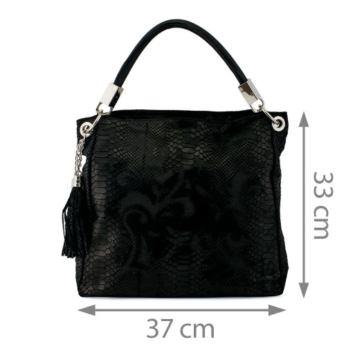 Geanta piele neagra cu imprimeu GF072