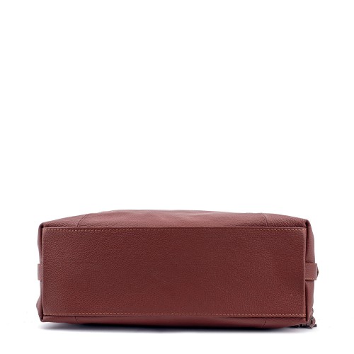 Geanta piele maro roscat cu ciucuri GF075