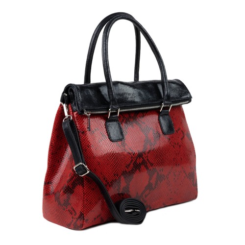 Geanta piele rosu/ negru cu imprimeu GF078