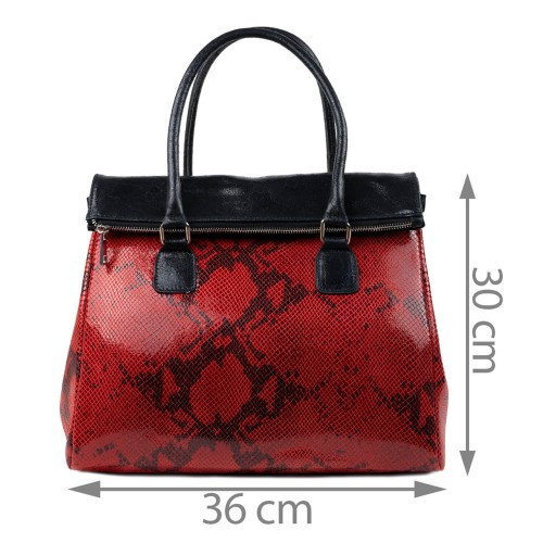 Geanta piele rosu/ negru cu imprimeu GF078
