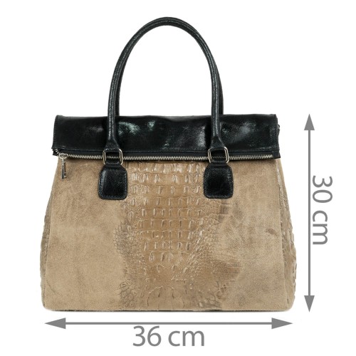 Geanta piele taupe/ negru GF080