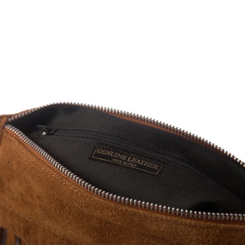 Plic piele maro cu franjuri GF096