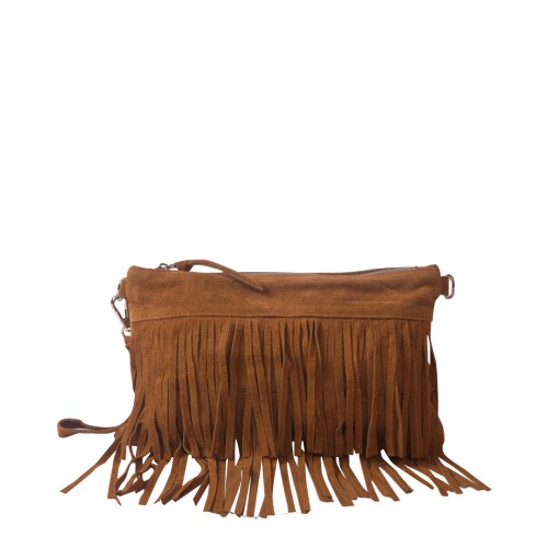 Plic piele maro cu franjuri GF096