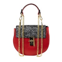 Gentuta piele rosie sclipici negru GF1349
