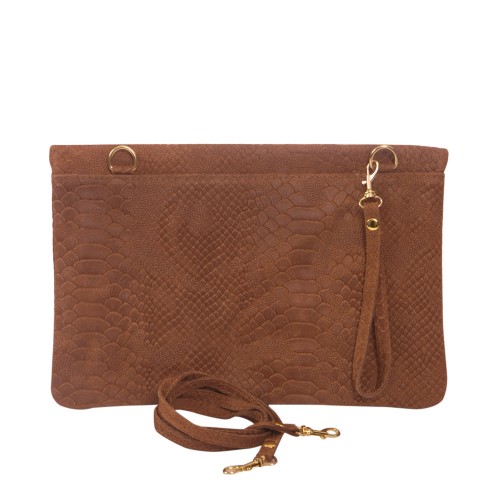 Plic piele maro deschis  cu ciucuri GF136