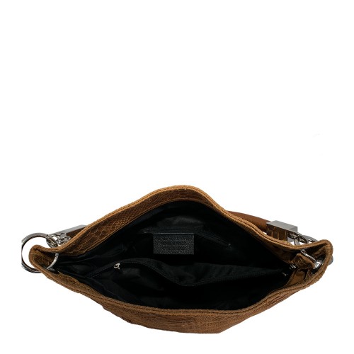 Geanta piele camel cu imprimeu GF143