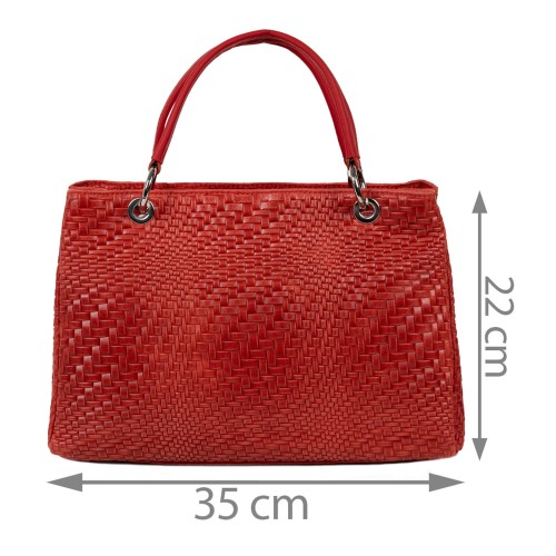 Geanta piele rosie impletita GF1616